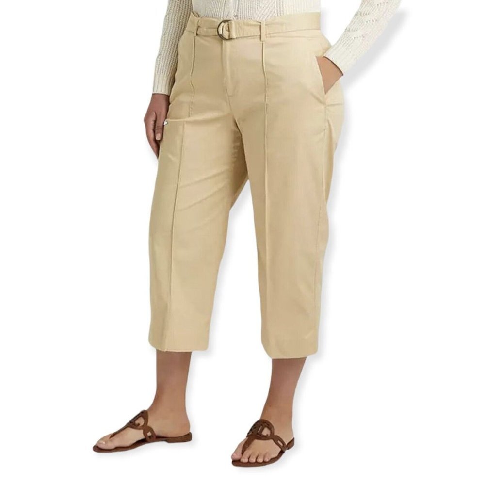 NWT Ralph Lauren Plus Size Micro-Sanded Twill Belted Wide Leg Pants